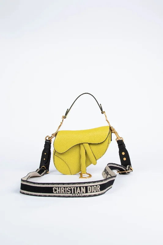 Christian Dior bags for the fashion elite -Christian Dior Lime Green Leather Mini Saddle Shoulder Bag