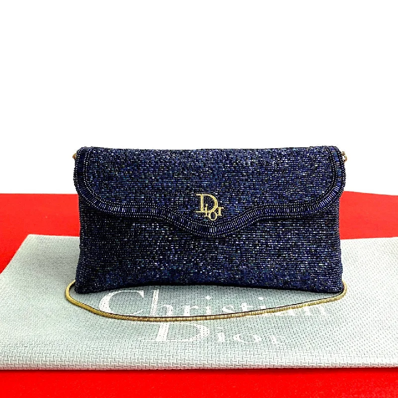 Christian Dior designer bags for night events -Dior Shoulder Bag beads Navy