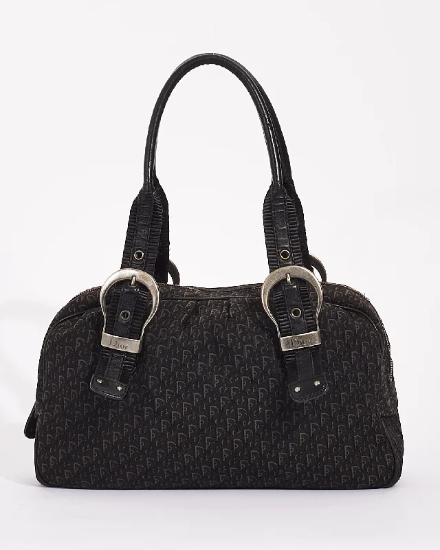 Christian Dior bags with luxurious hardware -Dior Vintage Black Diorissimo Canvas Tote Bag