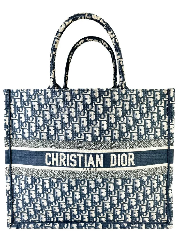 Christian Dior handbags with classic appeal -Christian Dior Navy Oblique Large Book Tote