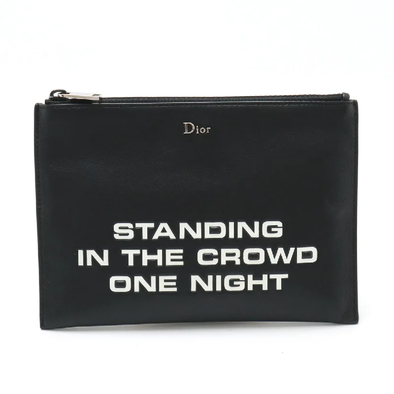 Christian Dior bags for glamorous evenings -Dior Homme Leather Clutch Bag Black