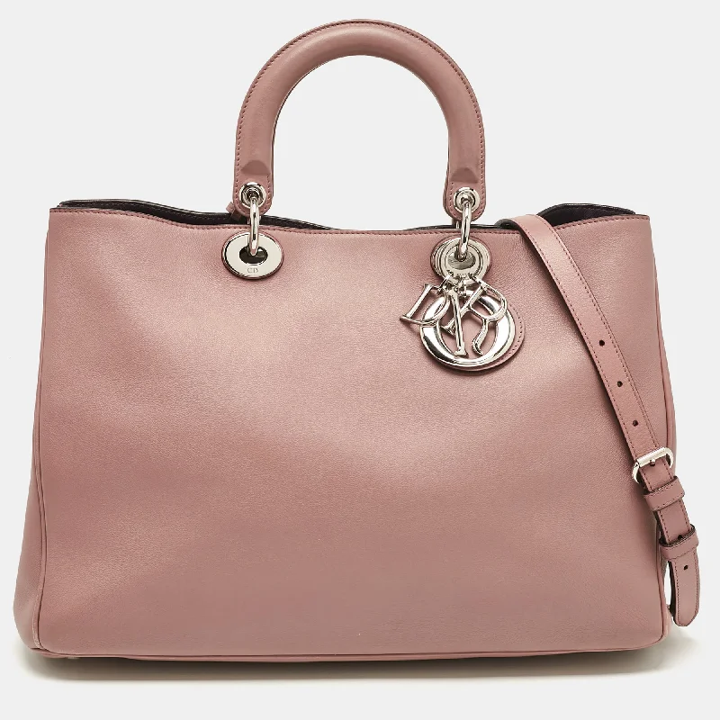 Christian Dior handbags with artistic touches -Dior Old Rose Leather Large Diorissimo Shopper Tote