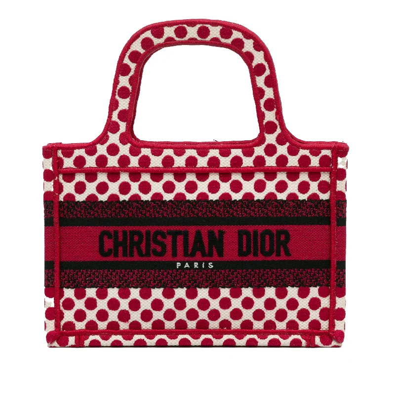 Christian Dior handbags with smooth leather finishes -Red Dior Mini Dioramour Book Tote