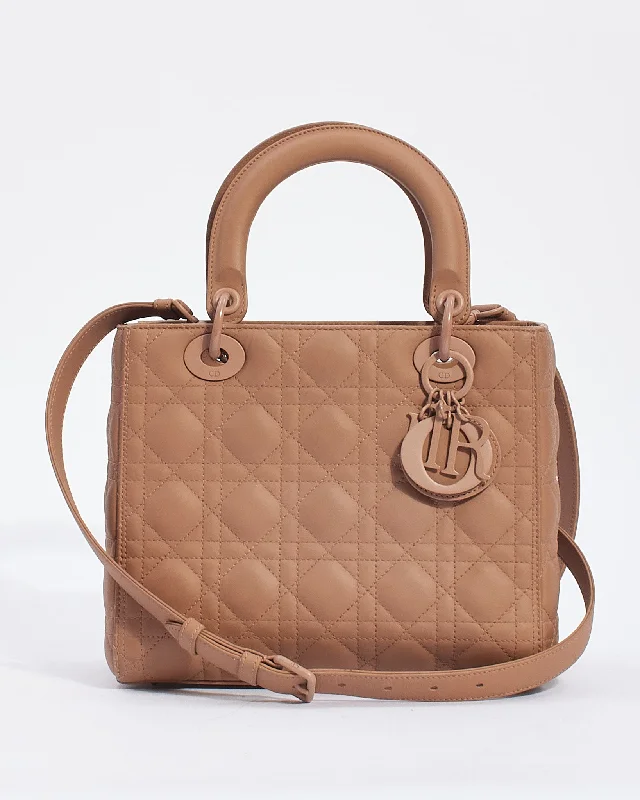 Christian Dior bags with bold textures -Dior Blush Cannage Calfskin Leather Medium Ultramatte Lady Dior Bag