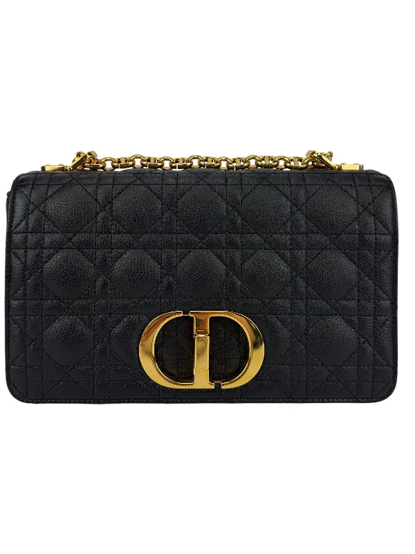 Christian Dior bags with embossed logo -Christian Dior Black Cannage Medium Caro Bag (Full Set)