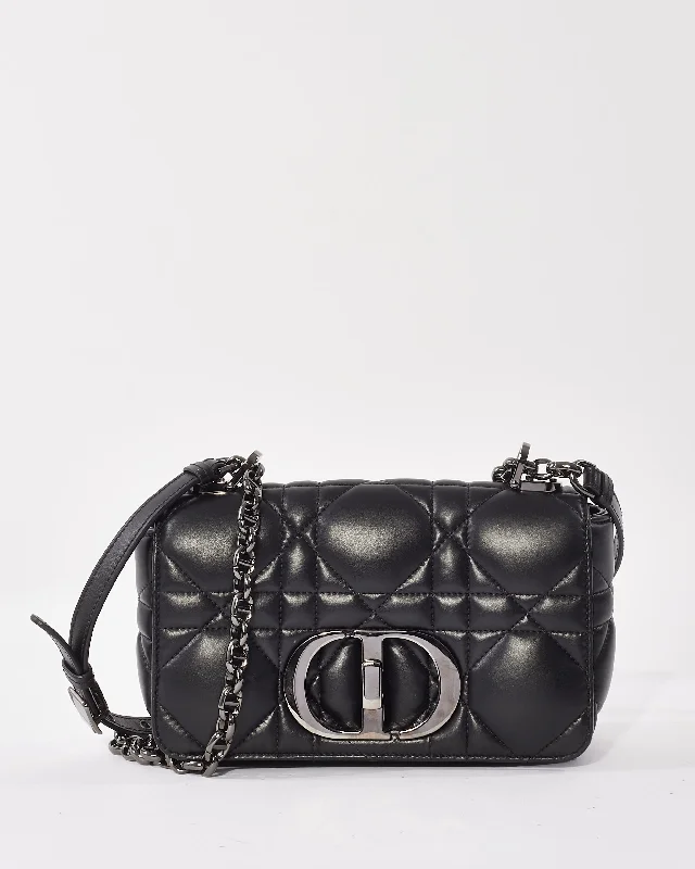 Christian Dior handbags with modern designs -Dior Black Calfskin Leather Macrocannage Small Caro Bag