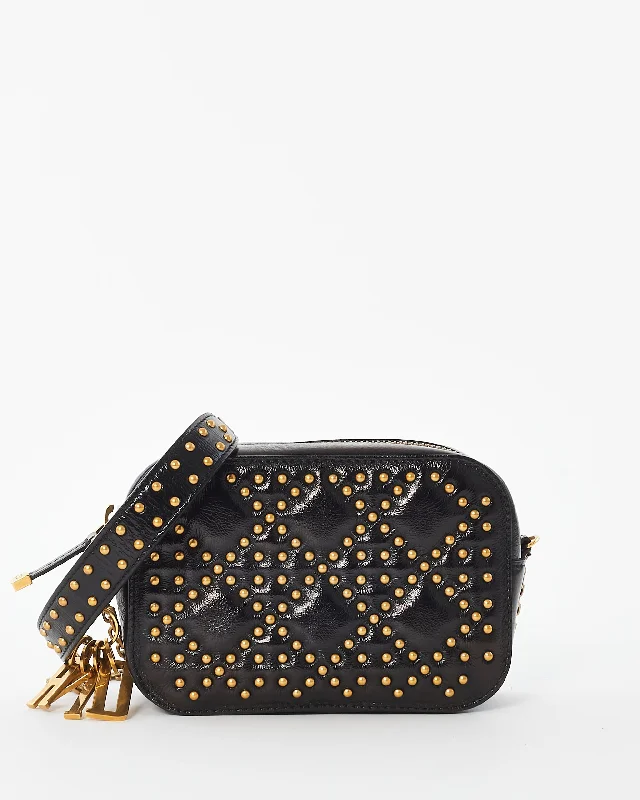 Christian Dior bags with bold color options -Dior Black Leather Studded Cannage Mini Crossbody Bag