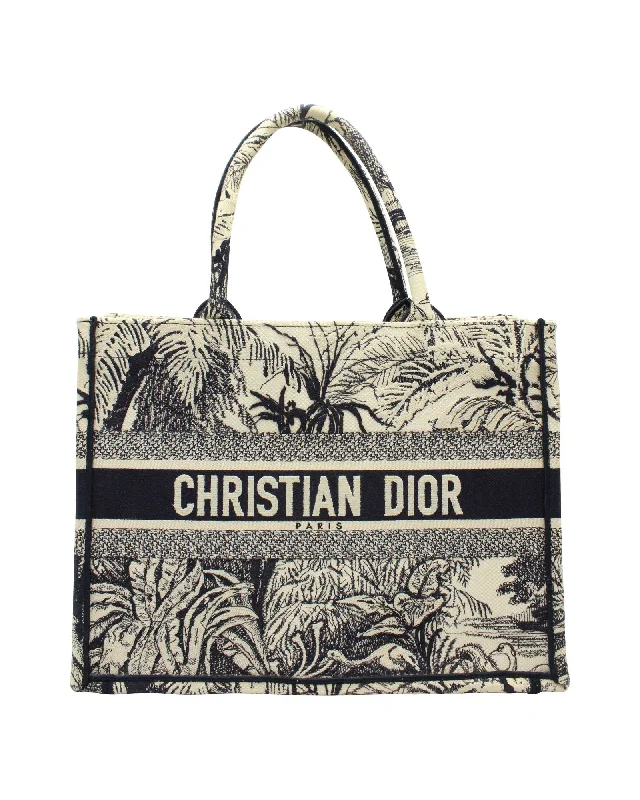 Christian Dior handbags for evening wear -Dior Medium Book Tote Bag in Cream and Navy Blue Canvas