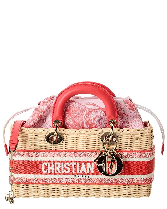 Christian Dior luxury bags for timeless elegance -Dior Lady D-Joy Medium Straw & Leather Tote