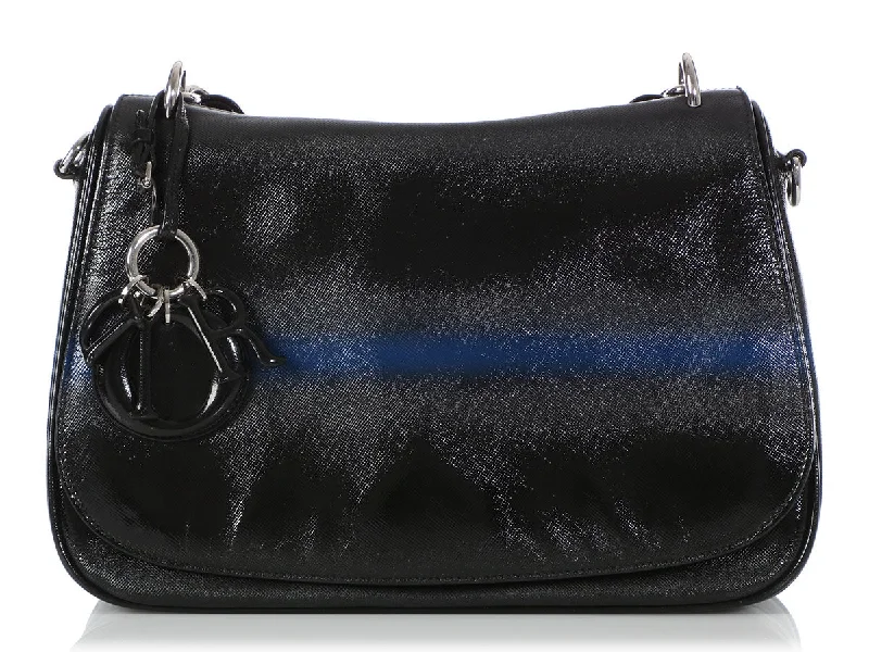 Christian Dior handbags for luxury wardrobes -Dior’s Black and Blue Grained Leather Dune Bag