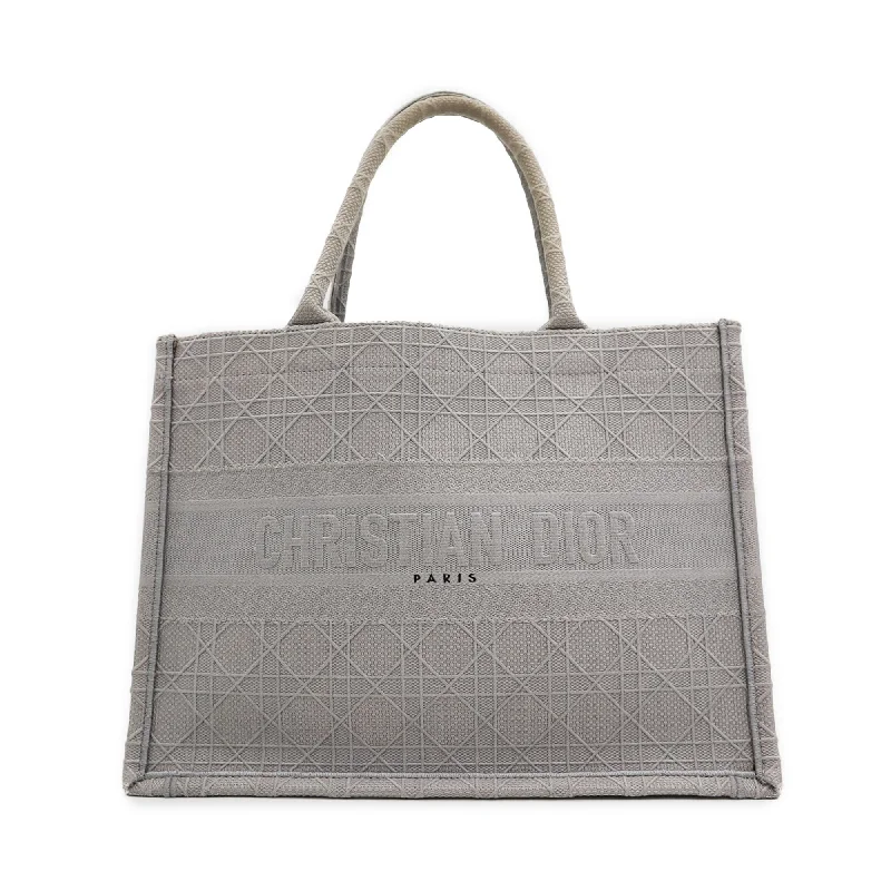 Christian Dior luxury bags for fashion-forward women -Dior Canvas Cannage Embroidered Medium Book Tote