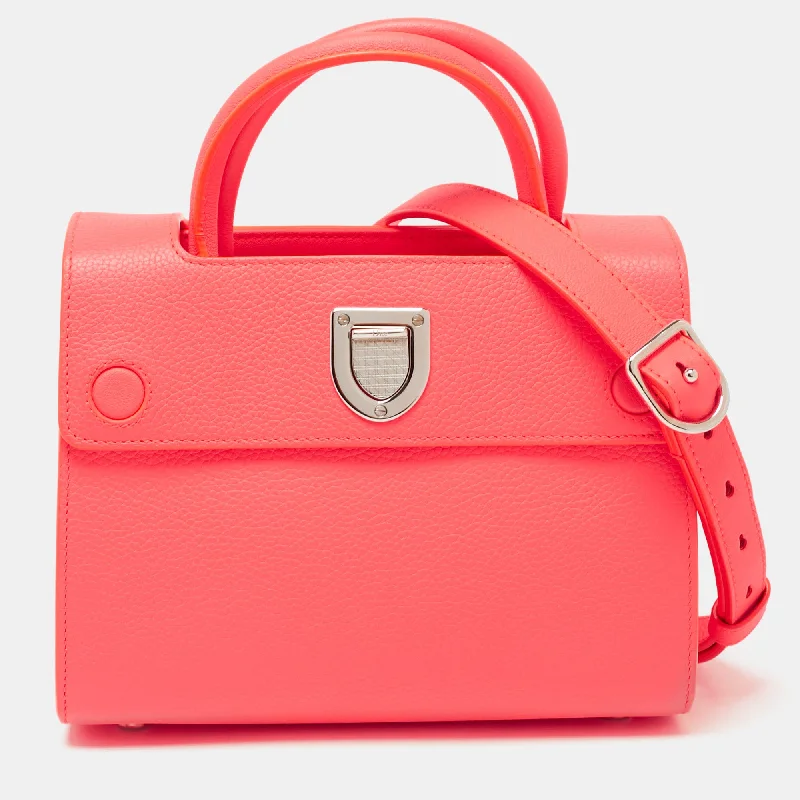 Christian Dior bags with luxurious hardware -Dior Neon Orange Leather Small Diorever Tote