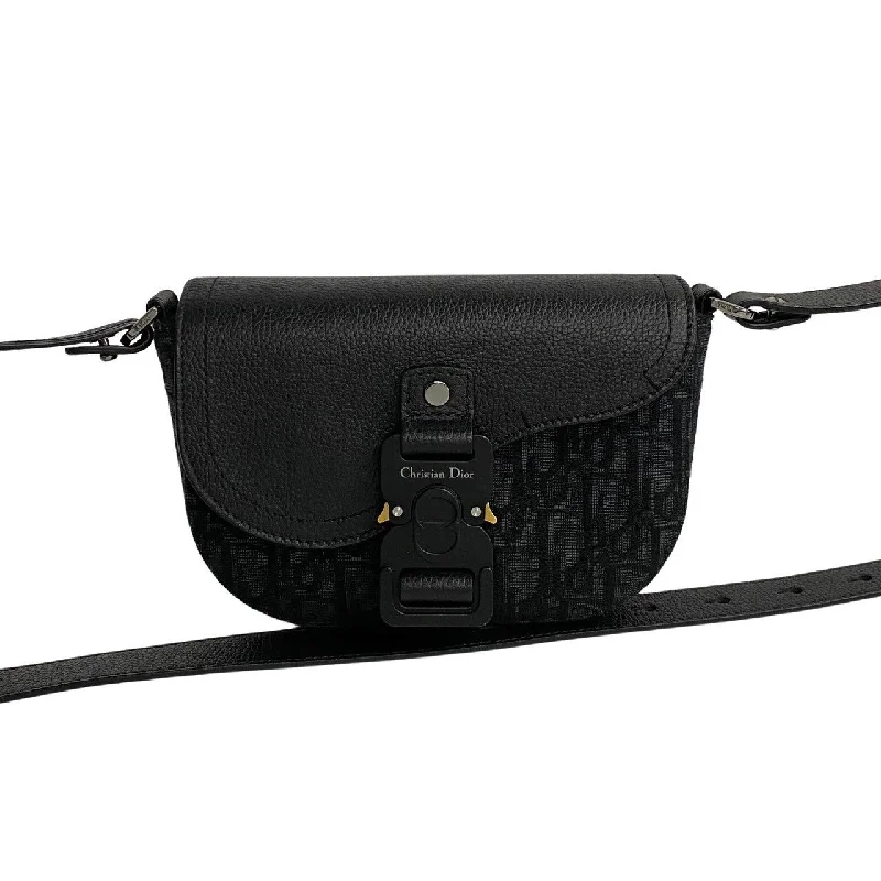 Christian Dior bags with intricate detailing -Dior Shoulder Bag canvas black saddle