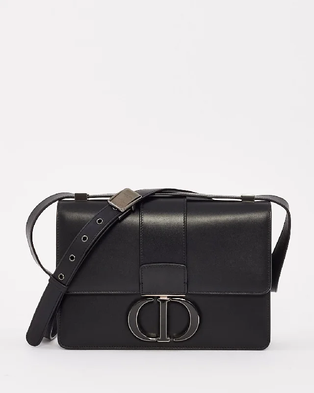 Christian Dior luxury bags with sleek finishes -Dior Black Smooth Leather 30 Montaigne Bag with Black Hardware