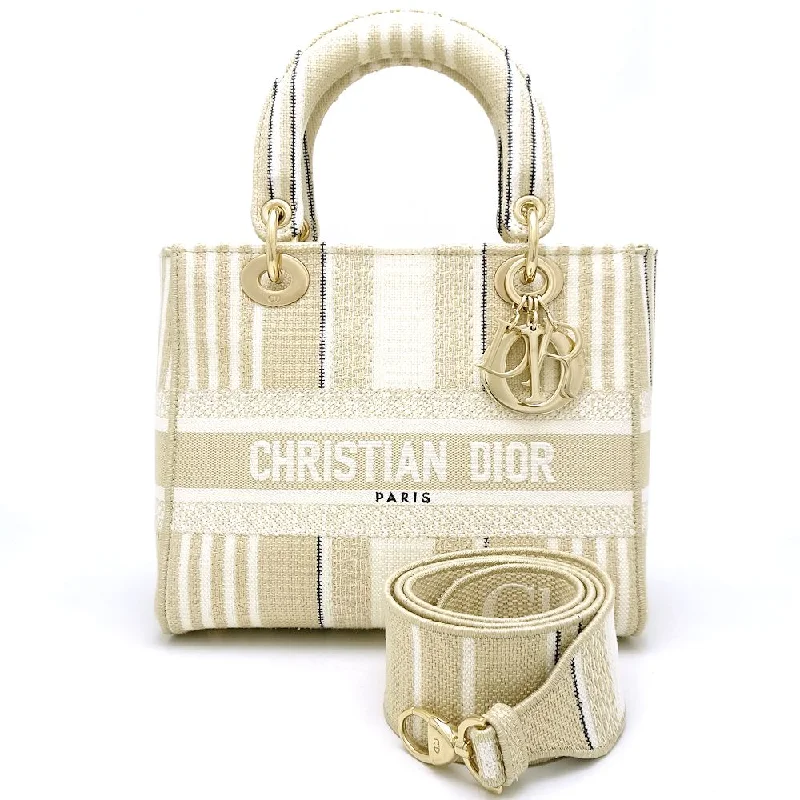 Christian Dior bags with bold textures -Dior Lady D-Lite Medium Canvas Bag