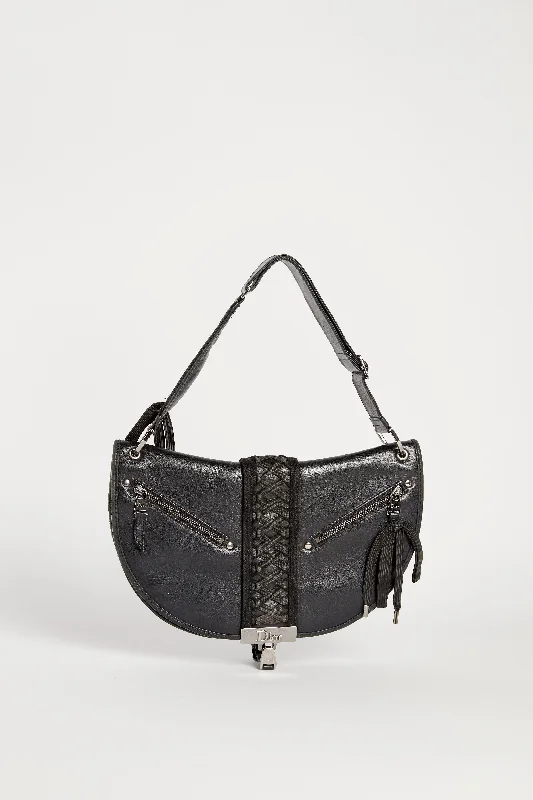 Christian Dior bags with iconic detailing -RARE Christian Dior Admit It Black Corset Shoulder Bag