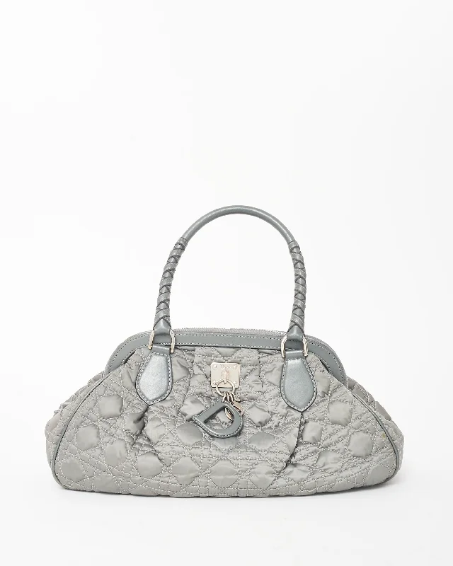 Christian Dior bags with exclusive prints -Dior Vintage Grey Cannage Satin Charming Doctor Bag