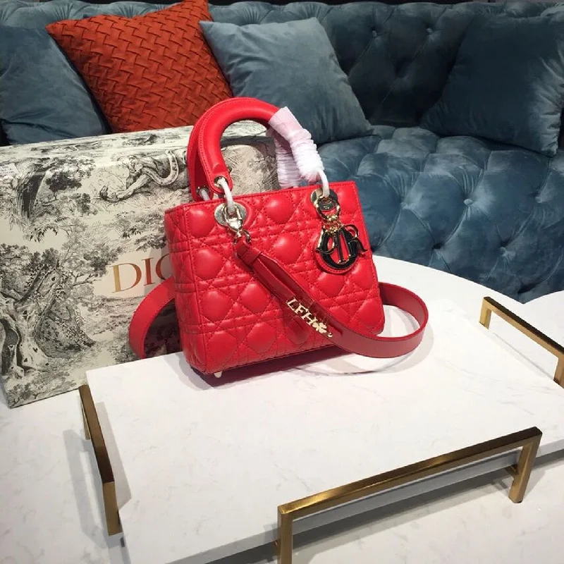 Buy Christian Dior leather handbags online -Christian Dior Small Lady My ABCBag Dusty Red