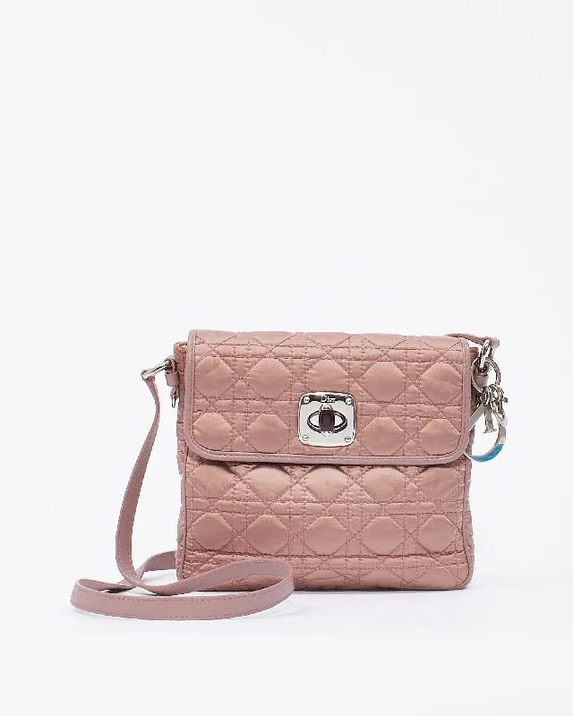 Christian Dior bags with iconic monogram -Dior Pink Nylon Cannage Square Crossbody Bag