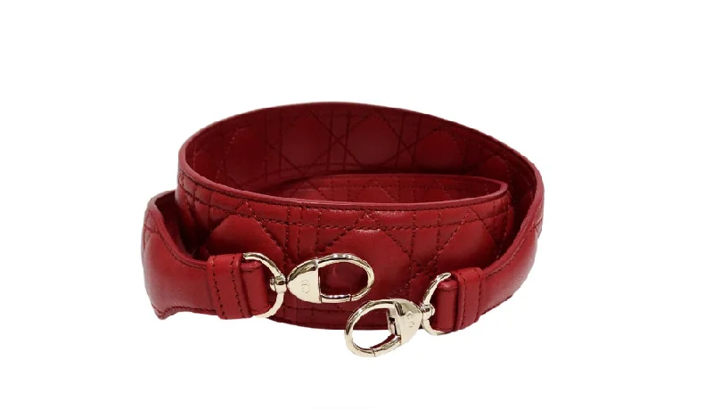 Christian Dior bags with sleek and smooth finishes -Christian Dior Lady Dior Red Leather Bag Strap