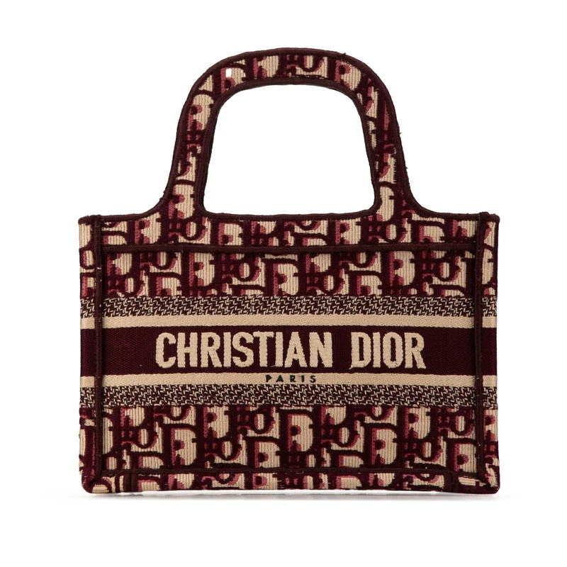 Christian Dior handbags with intricate patterns -Dior Lady Dior Oblique Embroidery Mini Book Tote Bag