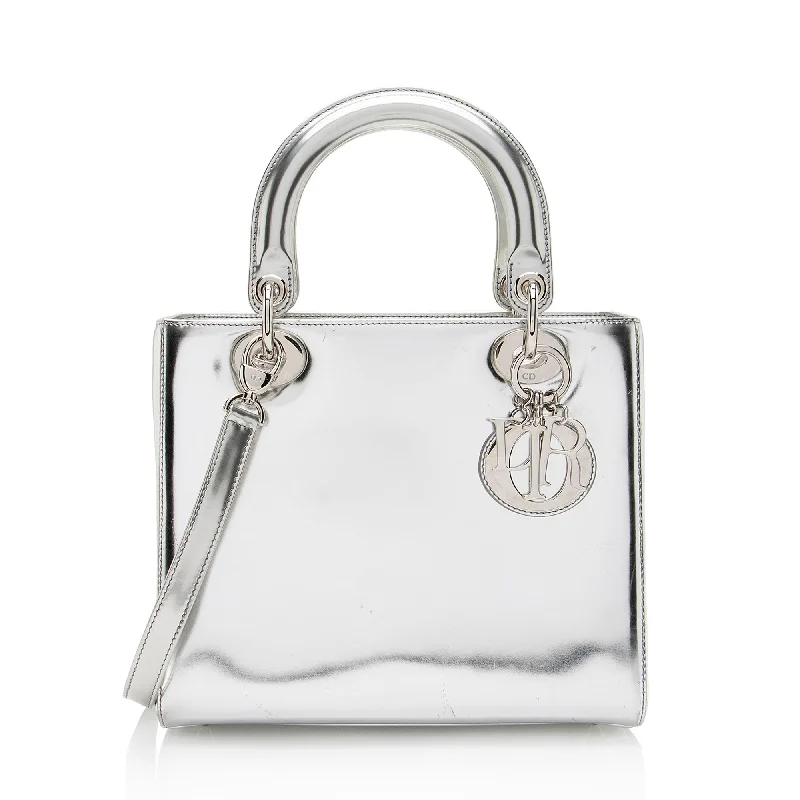 Christian Dior handbags with timeless beauty -Dior Metallic Patent Leather Lady Dior Medium Tote