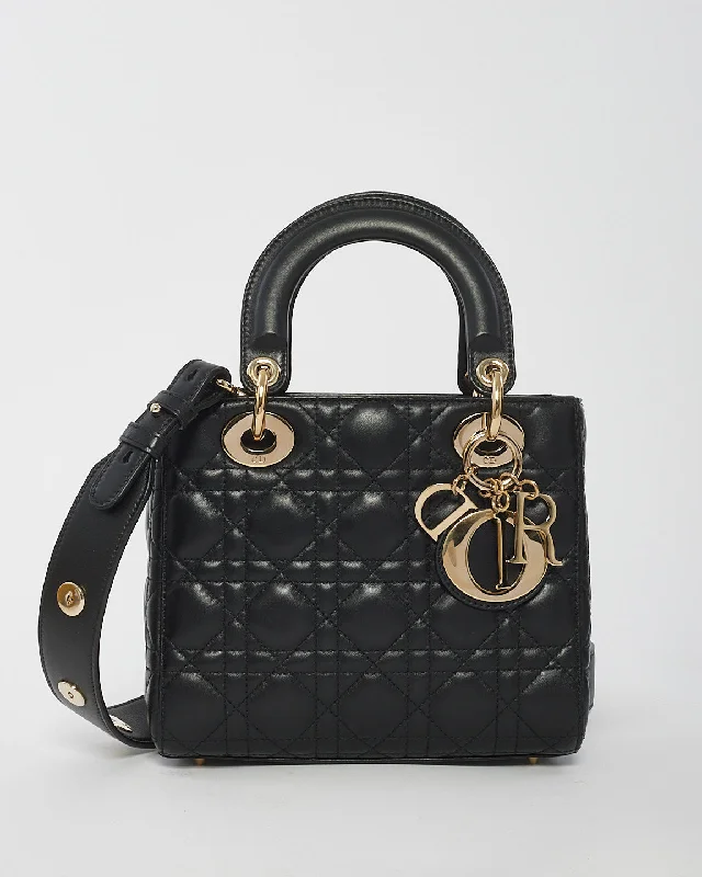 Christian Dior handbags with classic appeal -Dior Black Lambskin Leather Small Lady Dior Bag