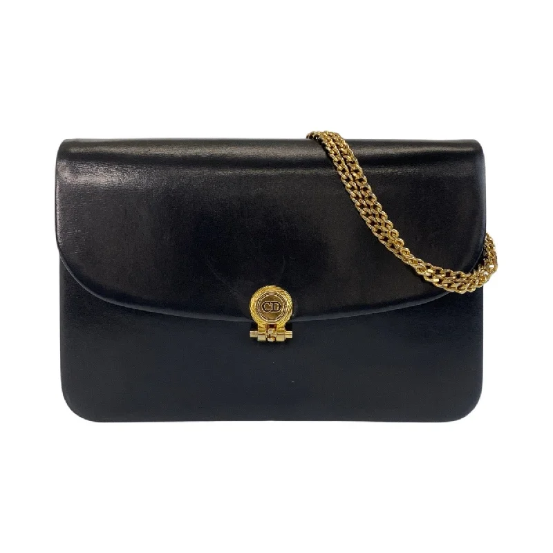 Christian Dior handbags with versatile handles -Christian Dior Vintage Black Leather Shoulder Bag