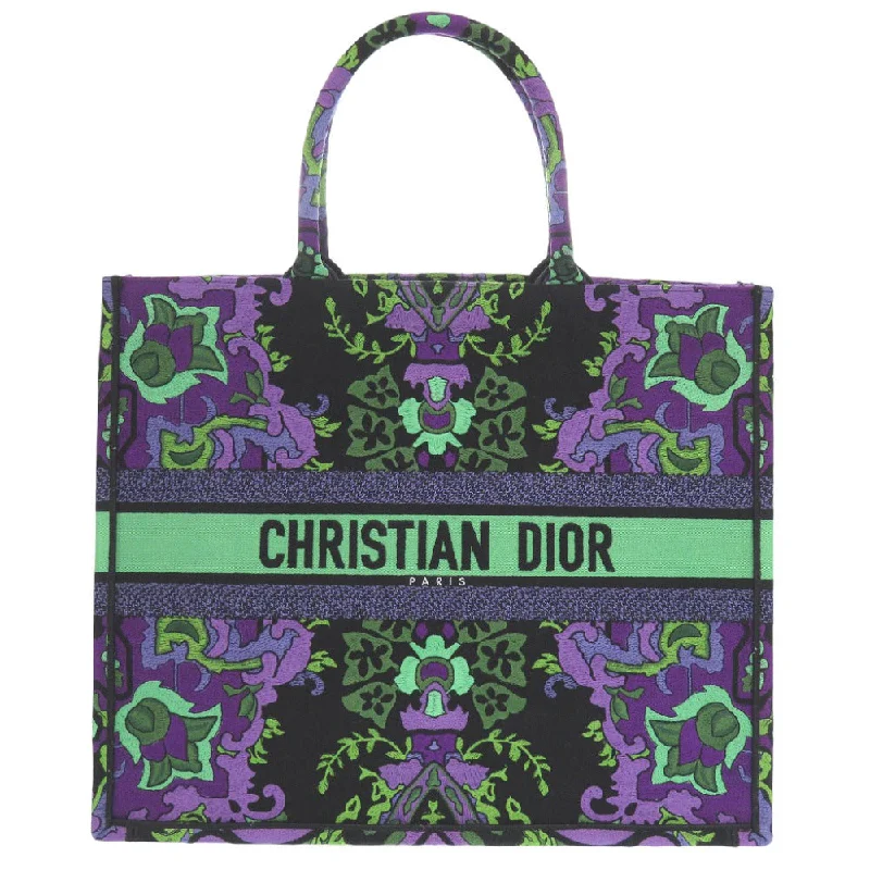 Christian Dior bags with bold color options -Christian Dior Tote Bag canvas black Book Tote, Floral Pattern, Large