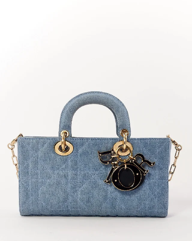 Christian Dior bags with trendy styles -Dior Blue Denim Small Lady D Joy Bag