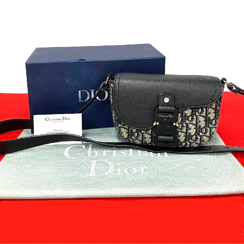 Christian Dior bags with trendy styles -Dior Shoulder Bag leather black Saddle pouch