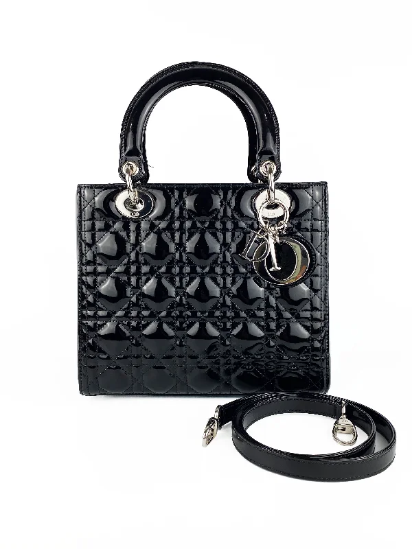 Christian Dior handbags with intricate patterns -Christian Dior Medium Black Lady Dior Bag