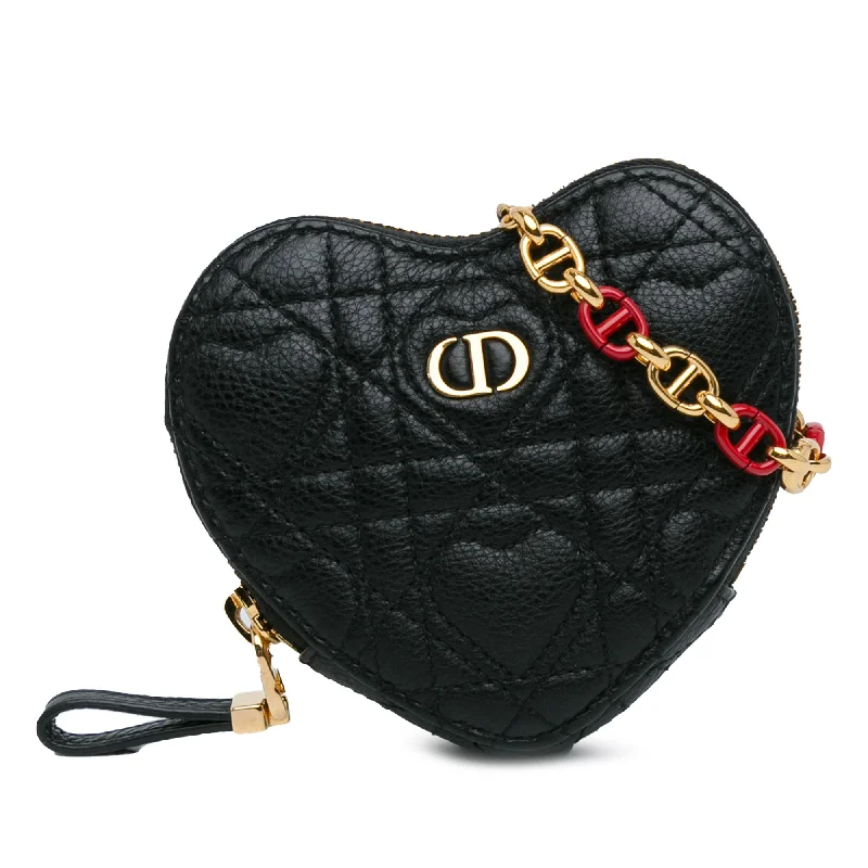 Christian Dior handbags for fashion-forward women -Black Dior DiorAmour Caro Heart Pouch with Chain Crossbody Bag