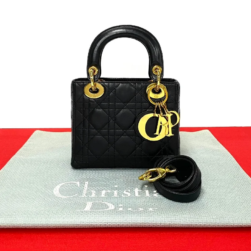 Christian Dior handbags with minimalist designs -Dior Lady Dior Leather Shoulder Bag Black