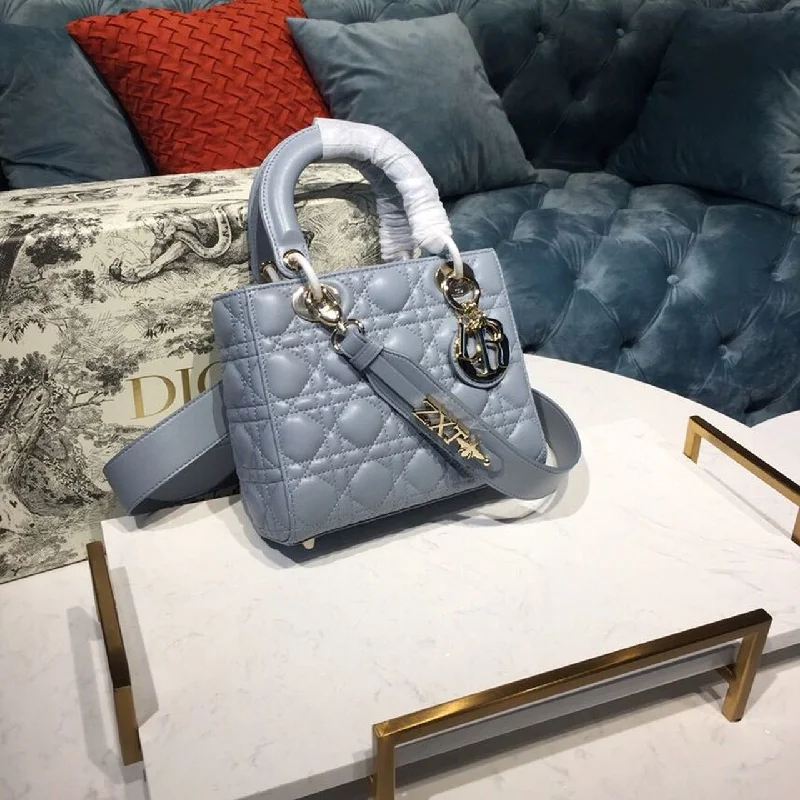 Christian Dior handbags with signature designs -Christian Dior Small Lady My ABCBag Denim Blue Cannage