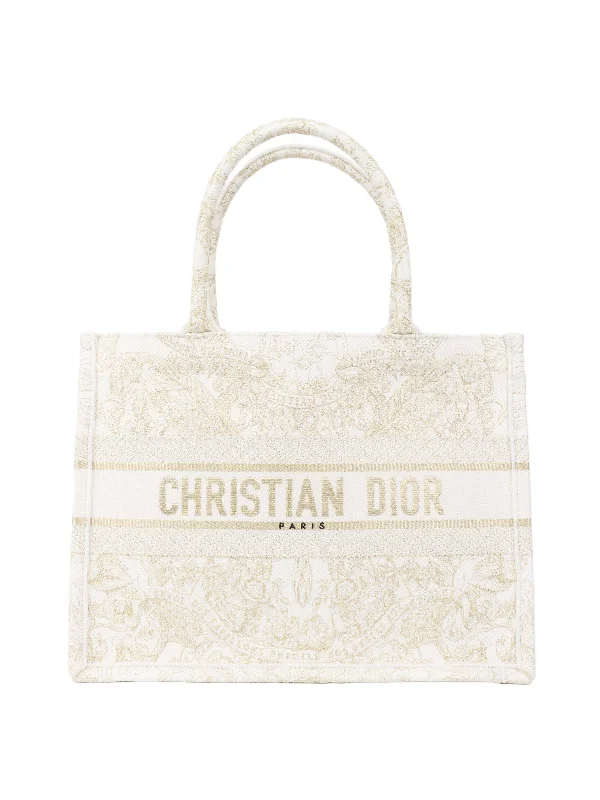 Christian Dior bags with refined finishes -Dior White and Gold Medium Book Tote.