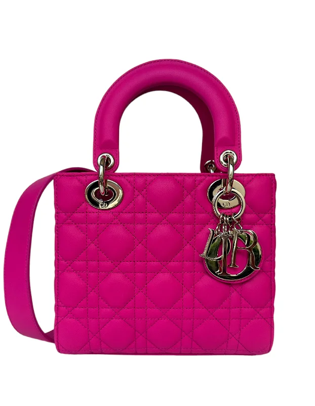 Christian Dior bags with premium stitching -Christian Dior 2023 Rani Pink Leather Cannage Quilted My ABCDior Small Lady Dior Bag