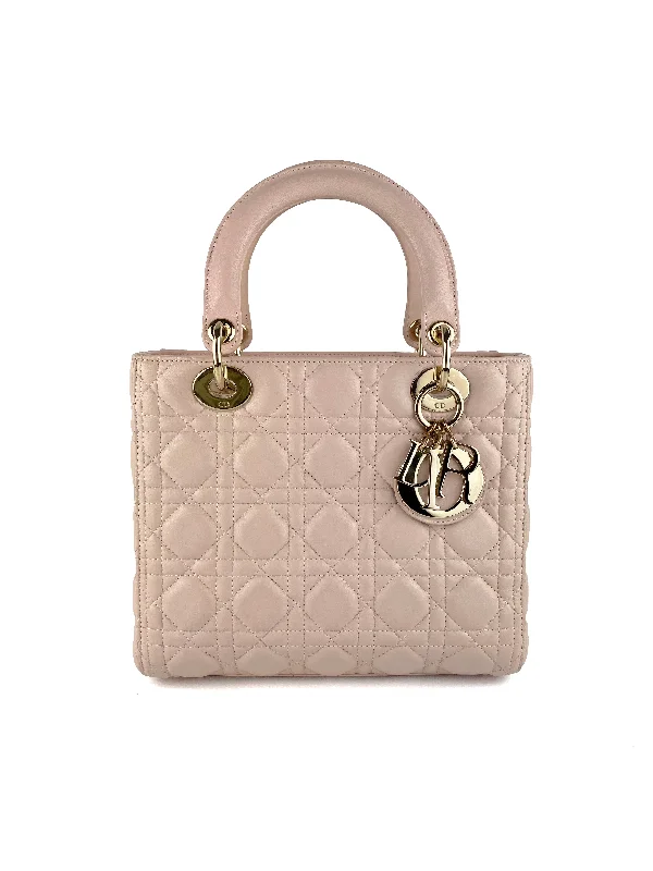 Christian Dior handbags with polished finishes -Dior Medium Pink Lady Dior Bag