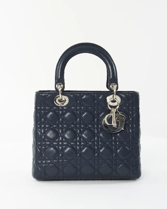 Christian Dior luxury bags for every occasion -Dior Navy Lambskin Leather Medium Lady Dior Bag