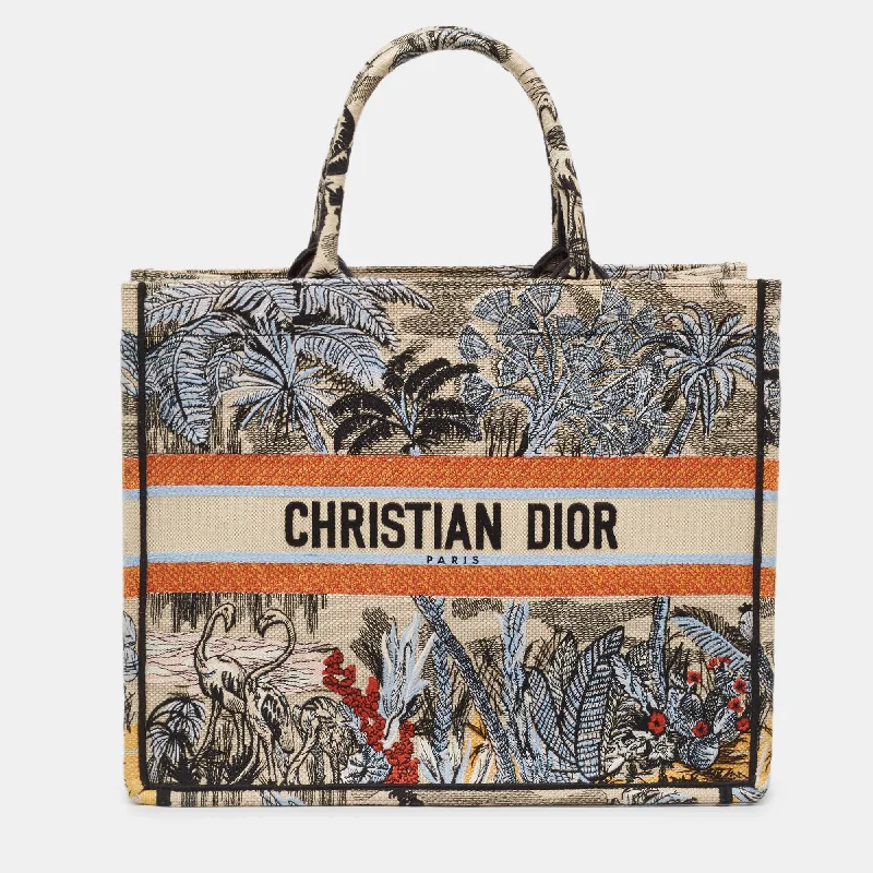 Christian Dior handbags with high-quality materials -Dior color Toile De Jouy Tropicalia Embroidered Canvas Large Book Tote