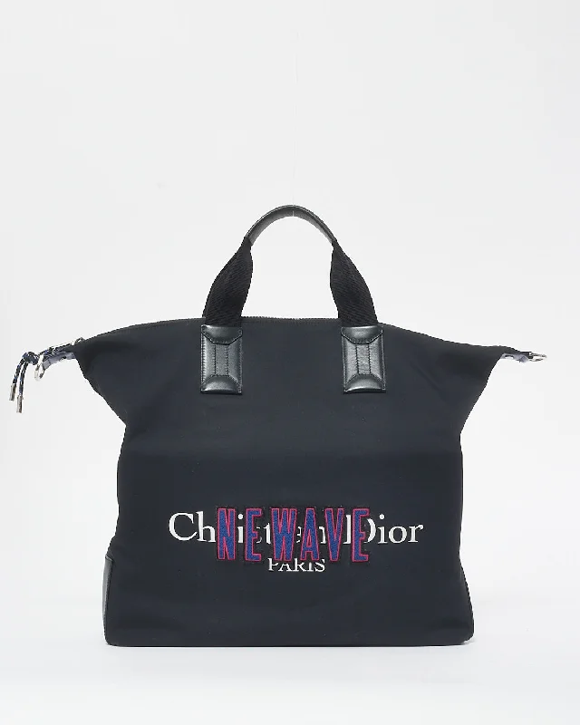 Christian Dior handbags with unique prints -Dior Black Nylon & Blue/Red "New Wave" Graphic Convertible Tote Bag