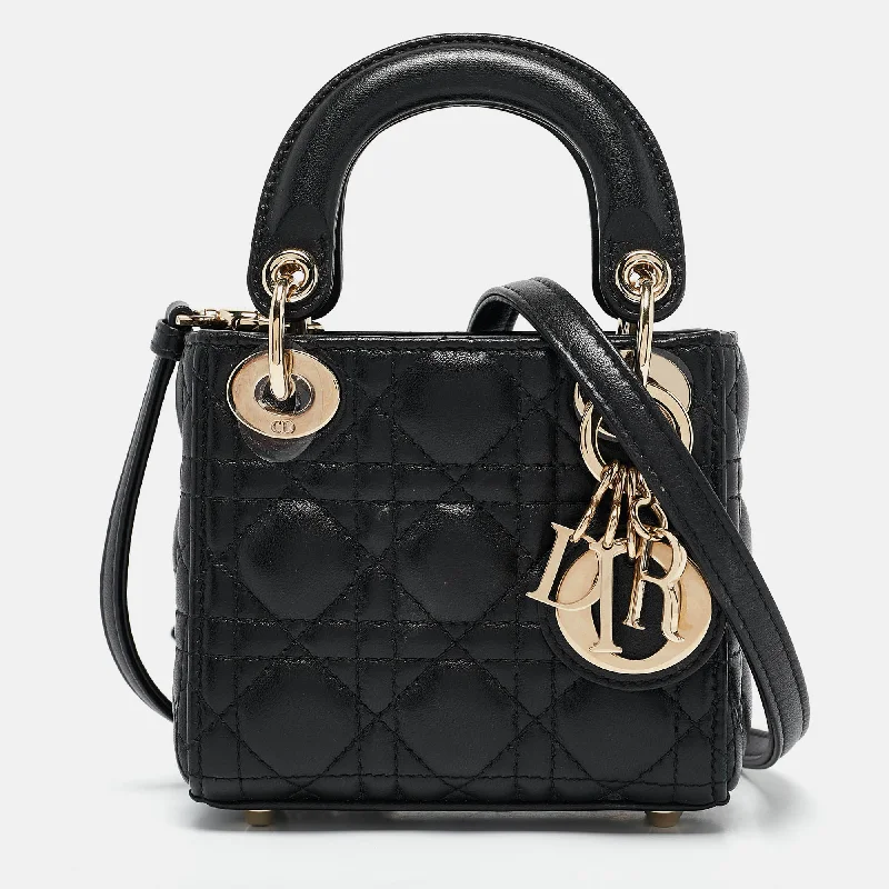 Christian Dior handbags for the modern woman’s wardrobe -Dior Black Cannage Leather Micro Lady Dior Tote