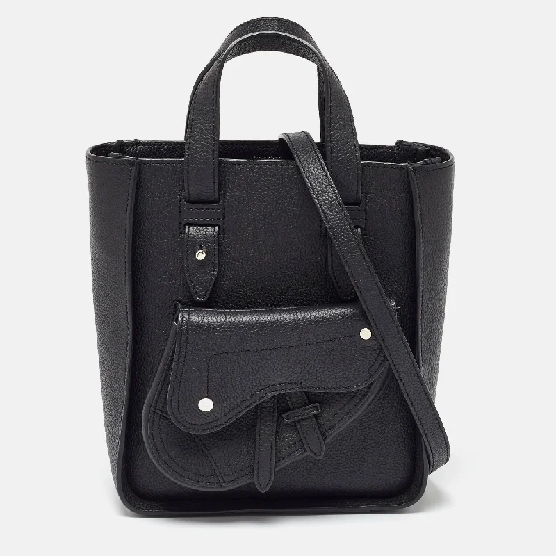 Christian Dior handbags with high-quality materials -Dior Black Leather Saddle Tote