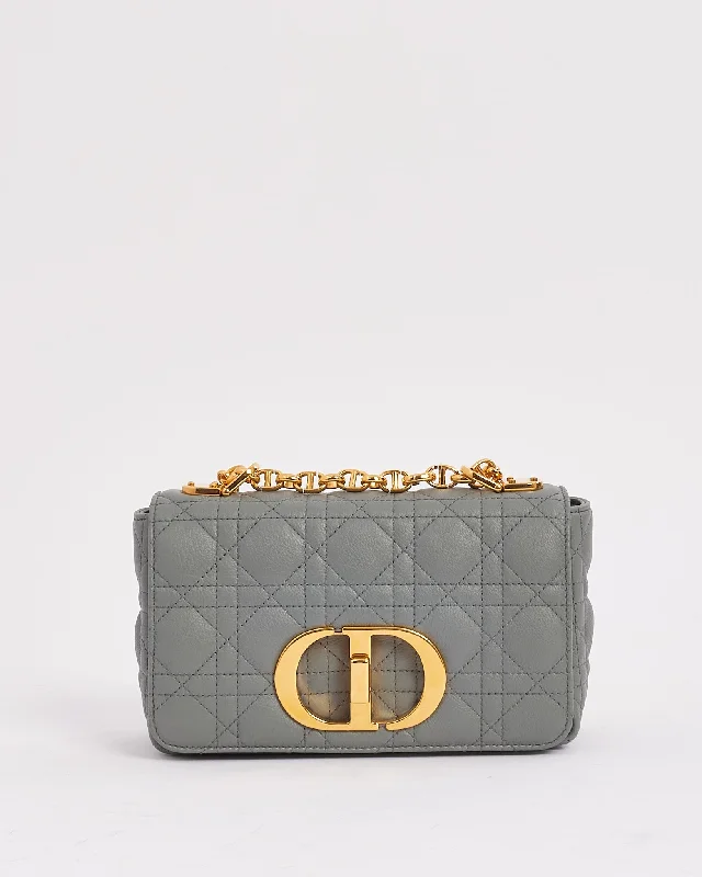 Christian Dior handbags with chic textures -Dior Grey (Stone) Leather Small Caro Bag with Gold Hardware