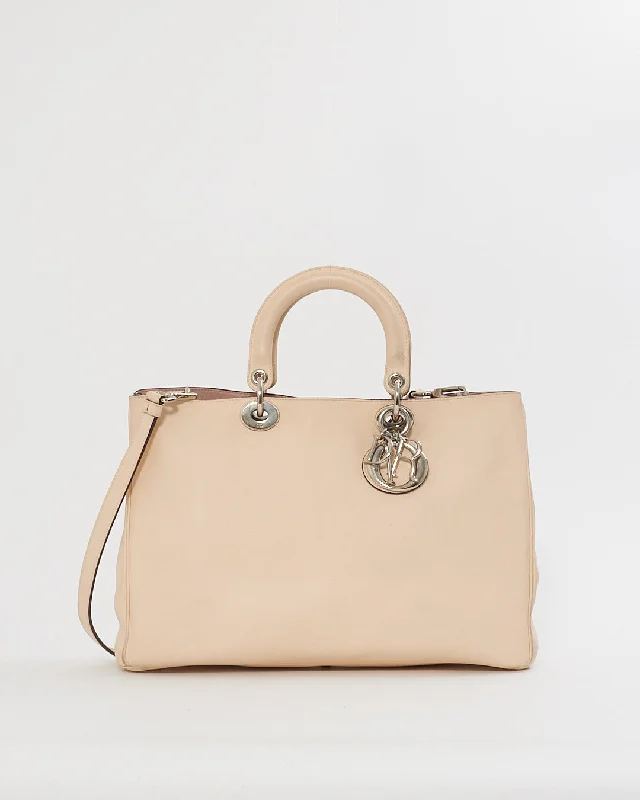 Christian Dior handbags with signature designs -Dior White Leather Diorissimo Tote - with strap