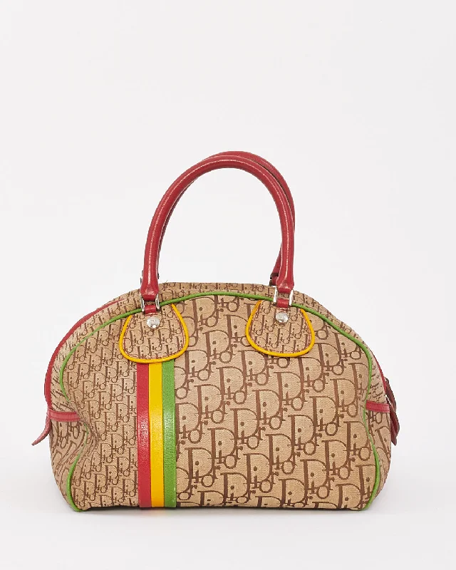 Christian Dior handbags with high-quality materials -Dior Beige Canvas Monogram Rasta Bowler Bag