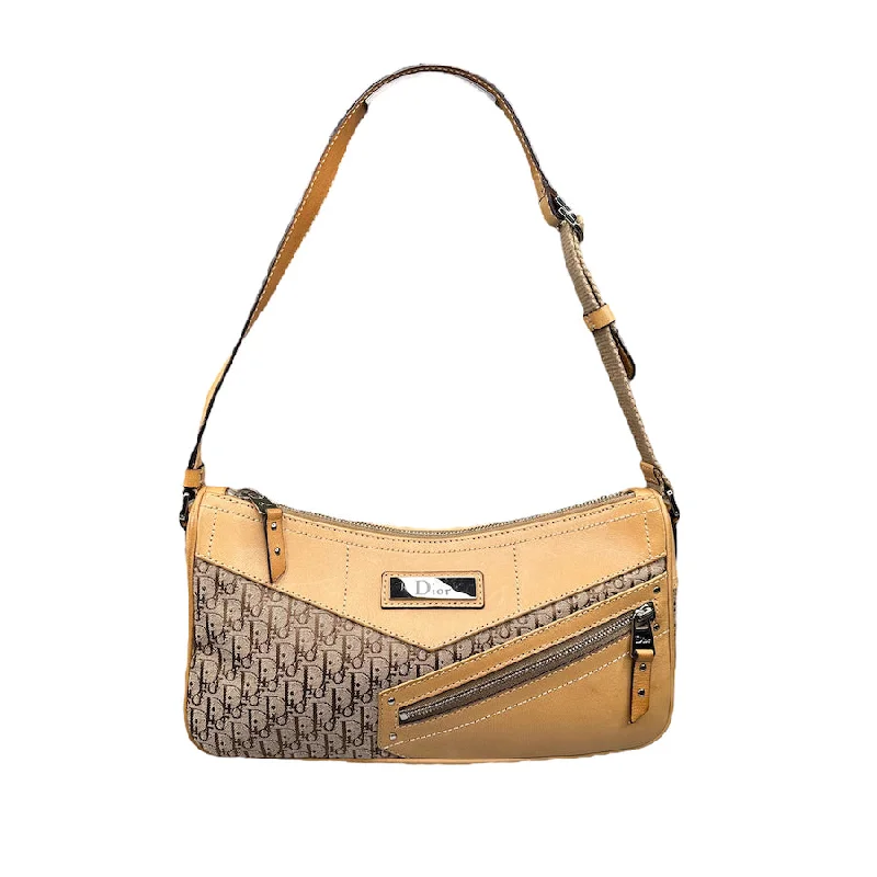 Christian Dior bags with luxurious textures -DIOR 2003 STREET CHIC BEIGE CANVAS SHOULDER BAG