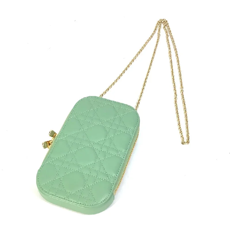 Christian Dior handbags with smooth leather finishes -Christian Dior Shoulder Bag S0872ONMJ_M59H leather green cannage phone case Lady Dior LADY DIOR phone holder