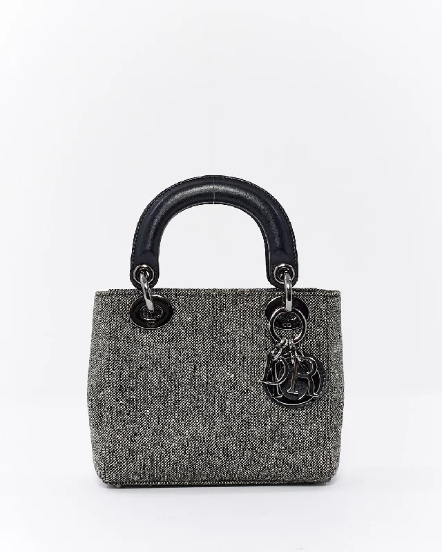 Christian Dior bags for exclusive shoppers -Dior Vintage Black Tweed Mini Lady Dior Tote - NO STRAP