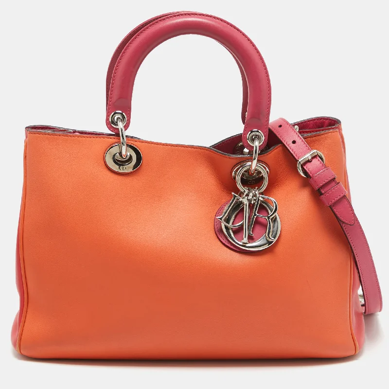 Christian Dior bags with distinctive features -Dior Tricolor Leather Medium Diorissimo Shopper Tote